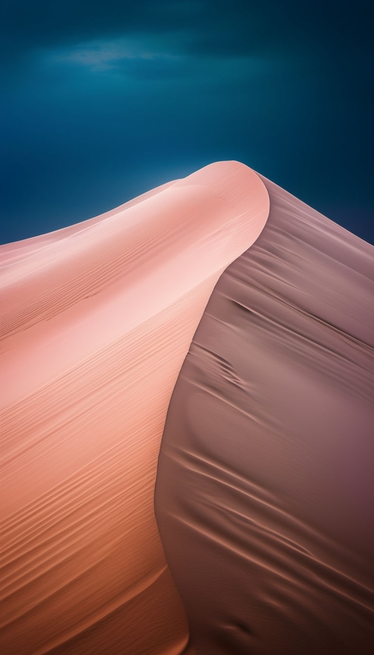 Pale Pink Sand Dunes Against Dark Blue Sky Mobile Wallpaper