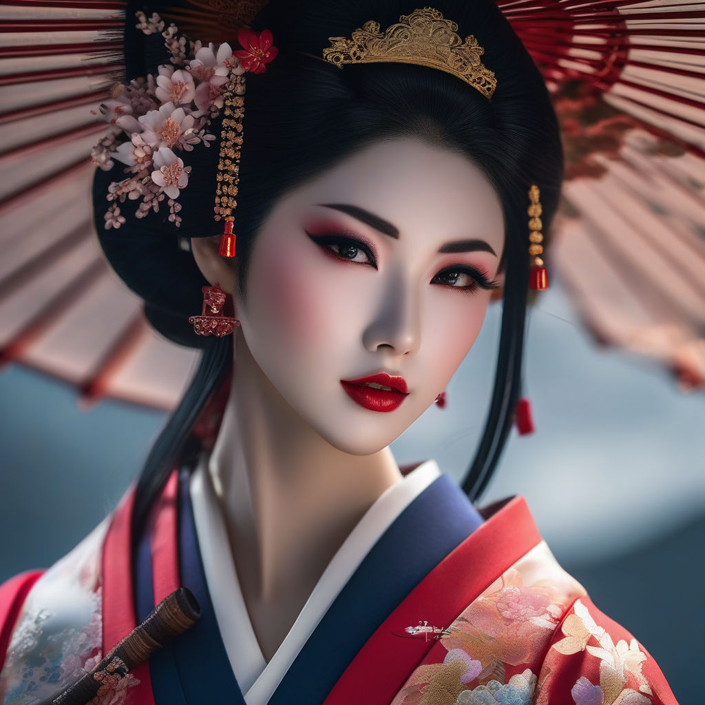 Beautiful geisha view from below by zhao wei - Playground