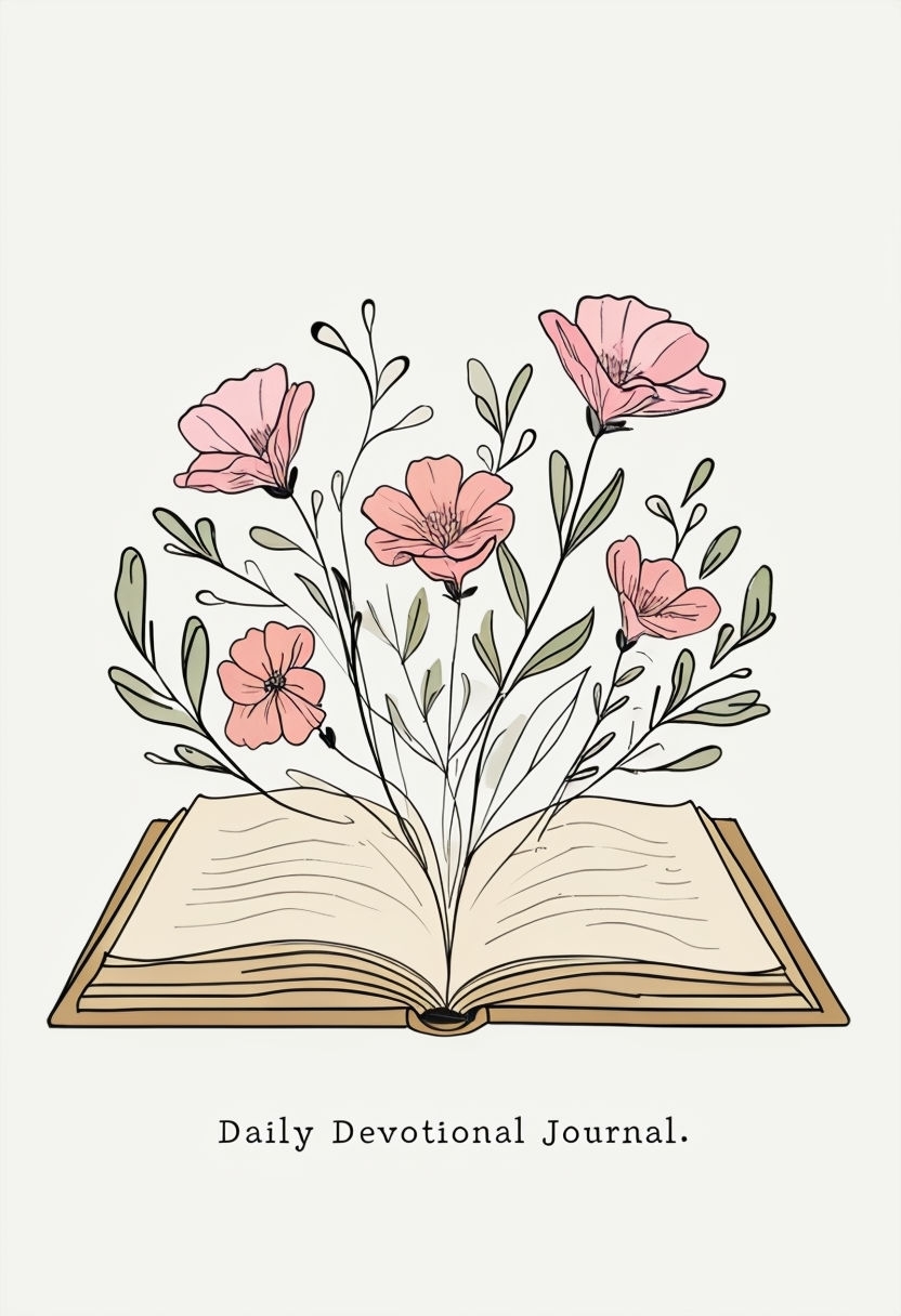 Minimalist Daily Devotional Journal with Floral Elements EBook Cover