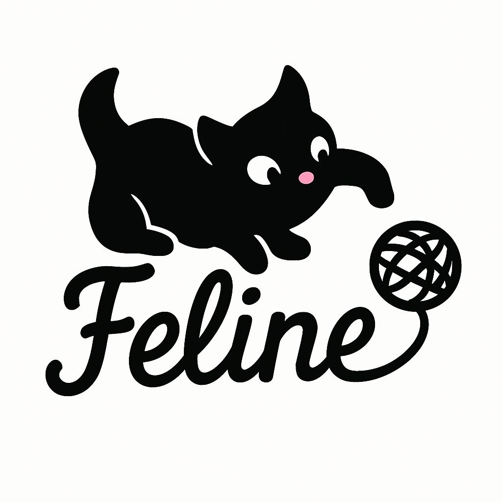 Playful Black Cat Illustration with Yarn Ball Sticker