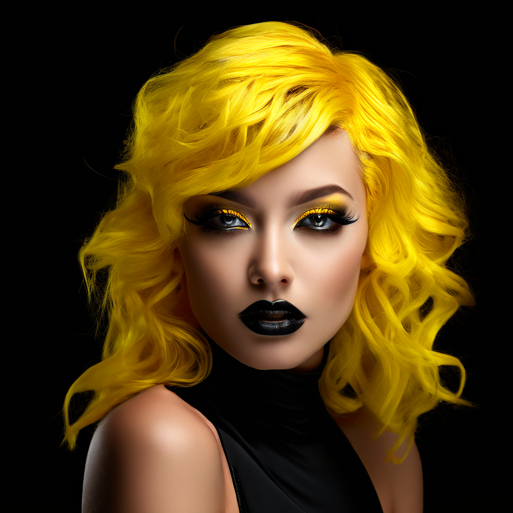 Beautiful Yellow Woman With Black Lipstick By Peppylongstocks - Playground