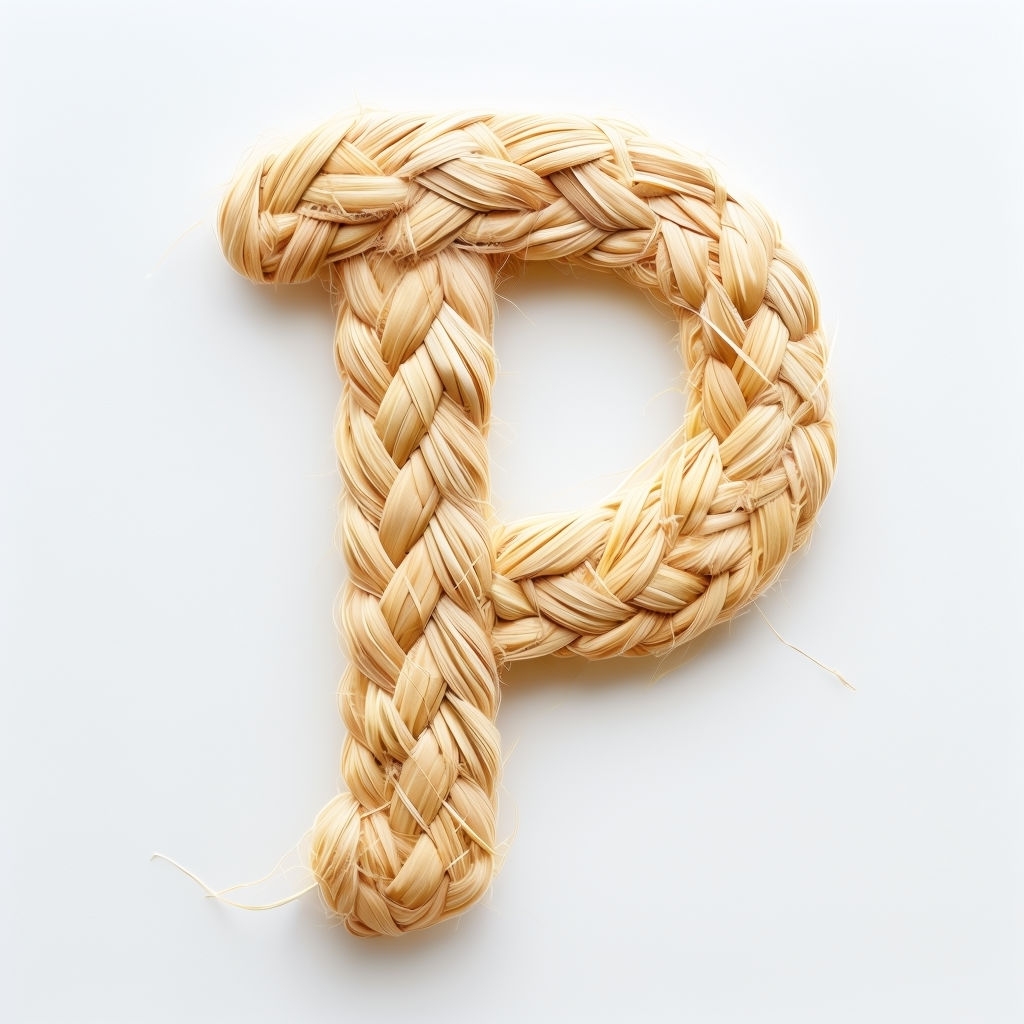 Woven Sweetgrass Monogram Letter P on White Background Monogram
