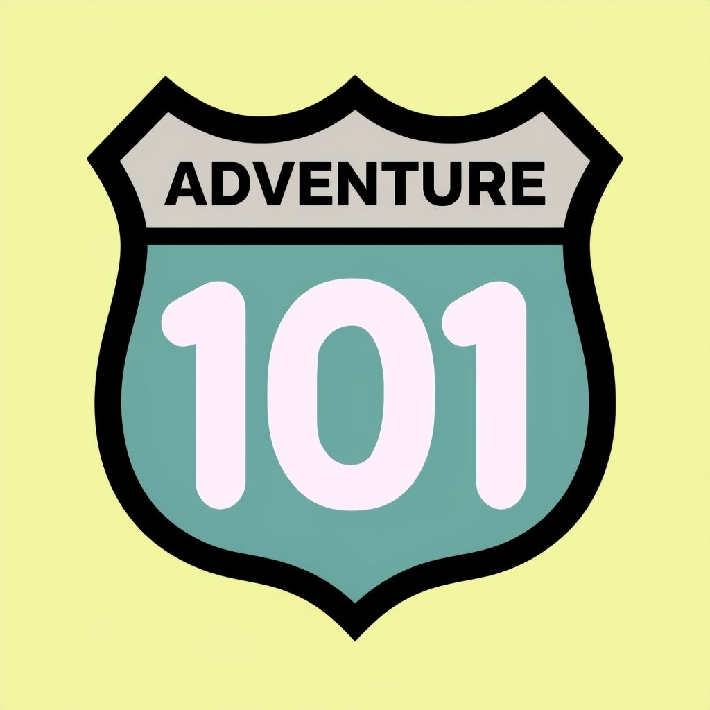 Bold Adventure 101 Shield Icon on Soft Yellow Background Sticker