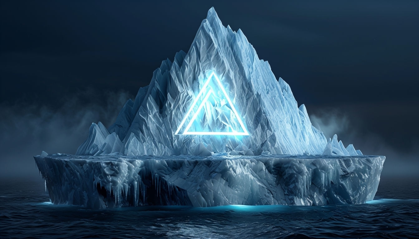 Illuminated Iceberg Against Dark Oceanic Background Artwork for Virtual Backgrounds