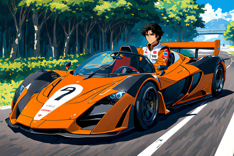 Ayrton Senna with f1 80s Mclaren classic concept art anime k... by ...