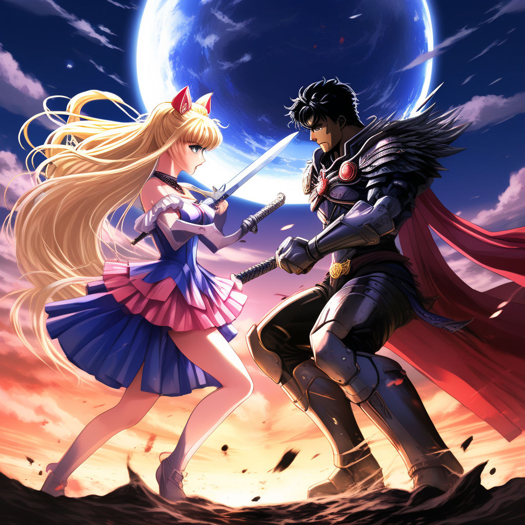 Manga Berserk and sailor moon crossover fighting scene by Михаил ...