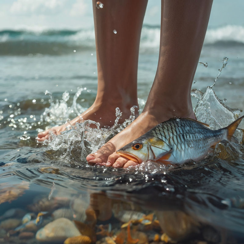 Crush fish by women Barefoot by A1 A6 - Playground