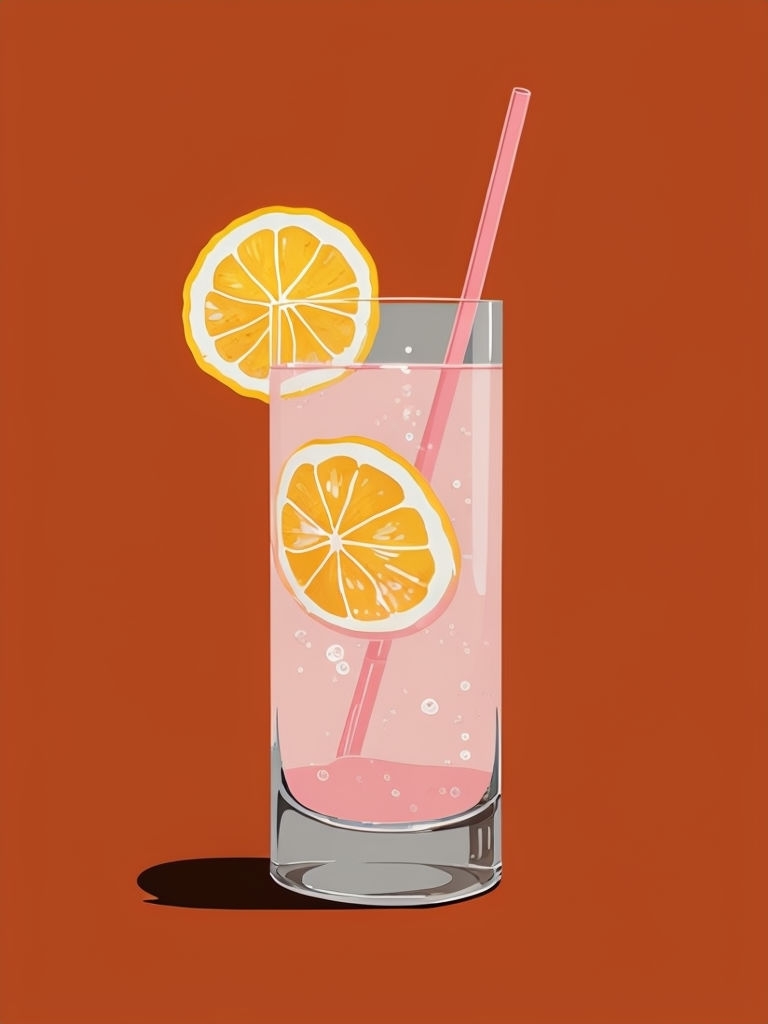 Refreshing Pink Beverage in Tall Glass Minimalist Poster
