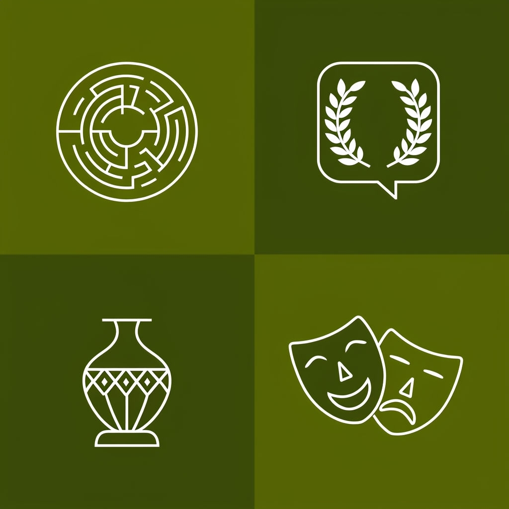 Minimalistic Flat Icons Grid with Green Backgrounds Sticker