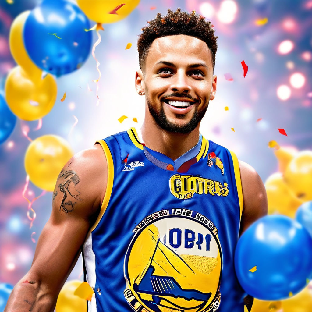 A birthday card featuring Steph Curry holding a basketball by Yan Ying