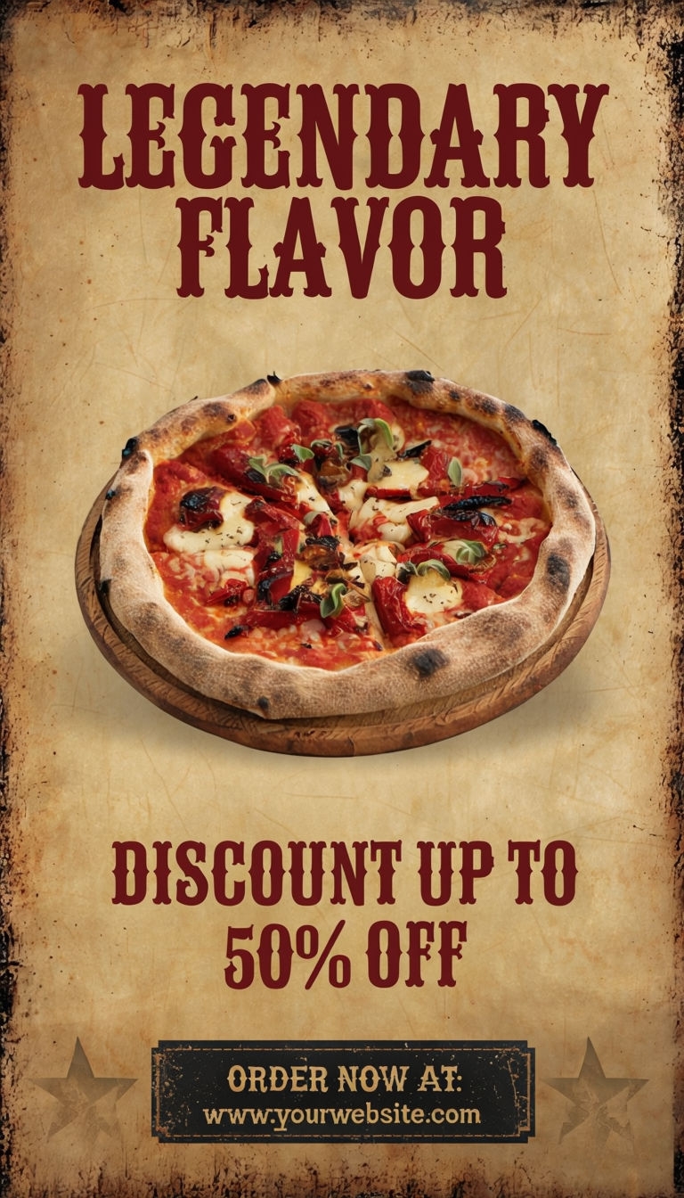 Rustic Wood-Fired Pizza with Legendary Flavor Promotion Social Media Post