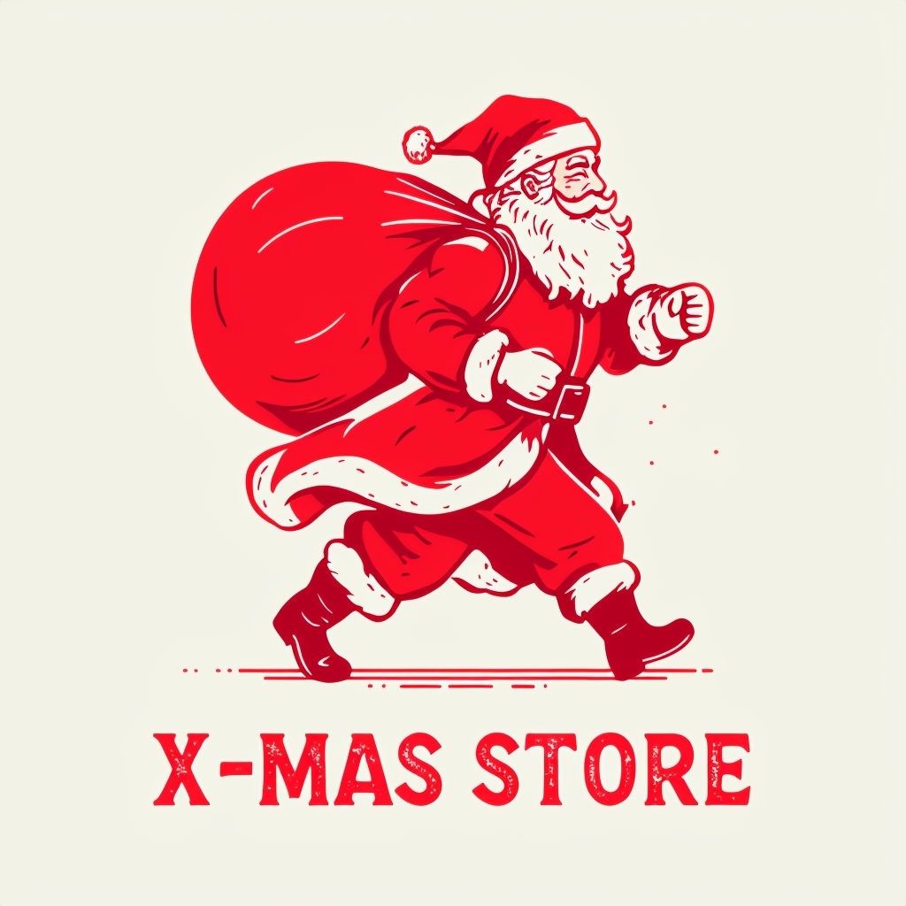 Vintage Santa Claus X-MAS Store Illustration Poster