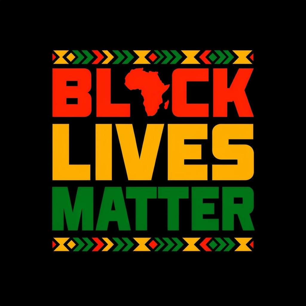 Bold Black Lives Matter Graphic with Geometric Patterns T-shirt