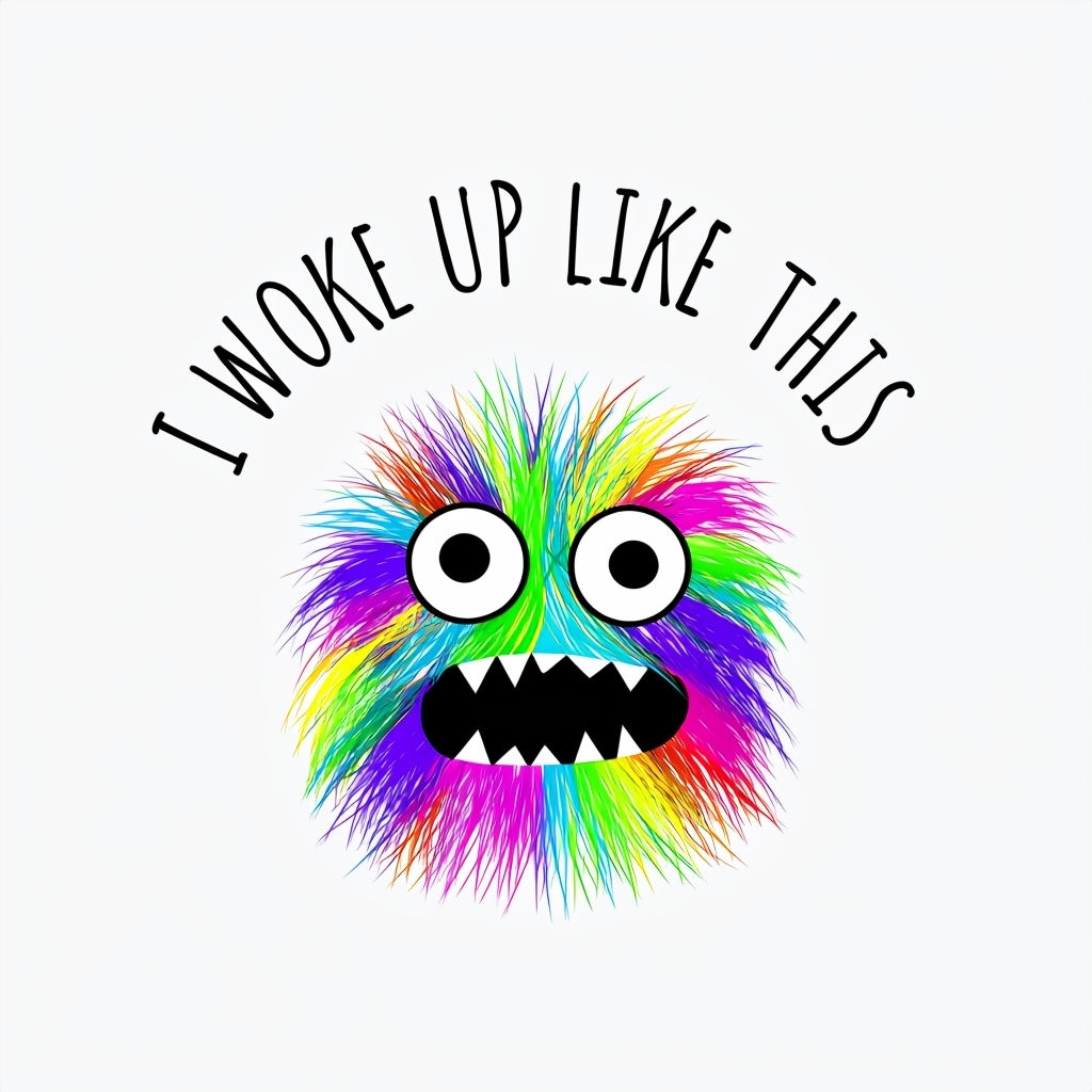Playful Colorful Monster with 'I WOKE UP LIKE THIS' T-Shirt