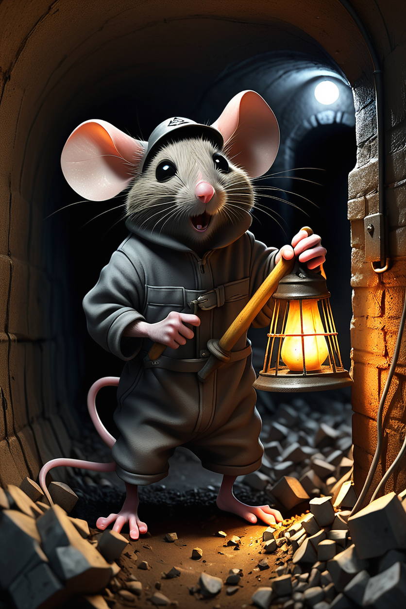 Mice clad in prison attire marked with 