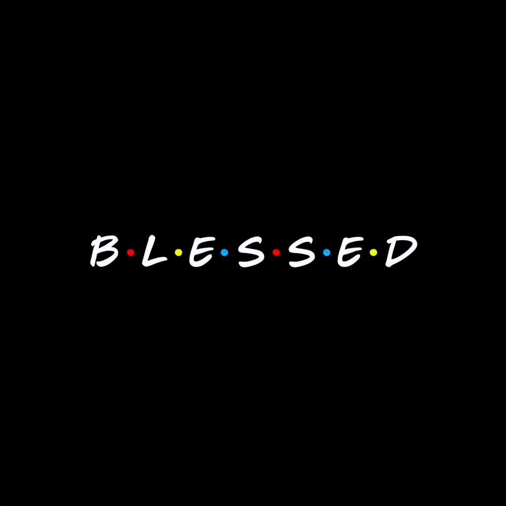 Colorful Minimalist Blessed Typography Design T-Shirt
