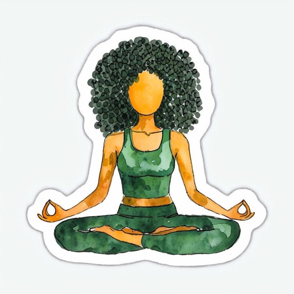 Whimsical Watercolor Yoga Meditation Female Figure Sticker