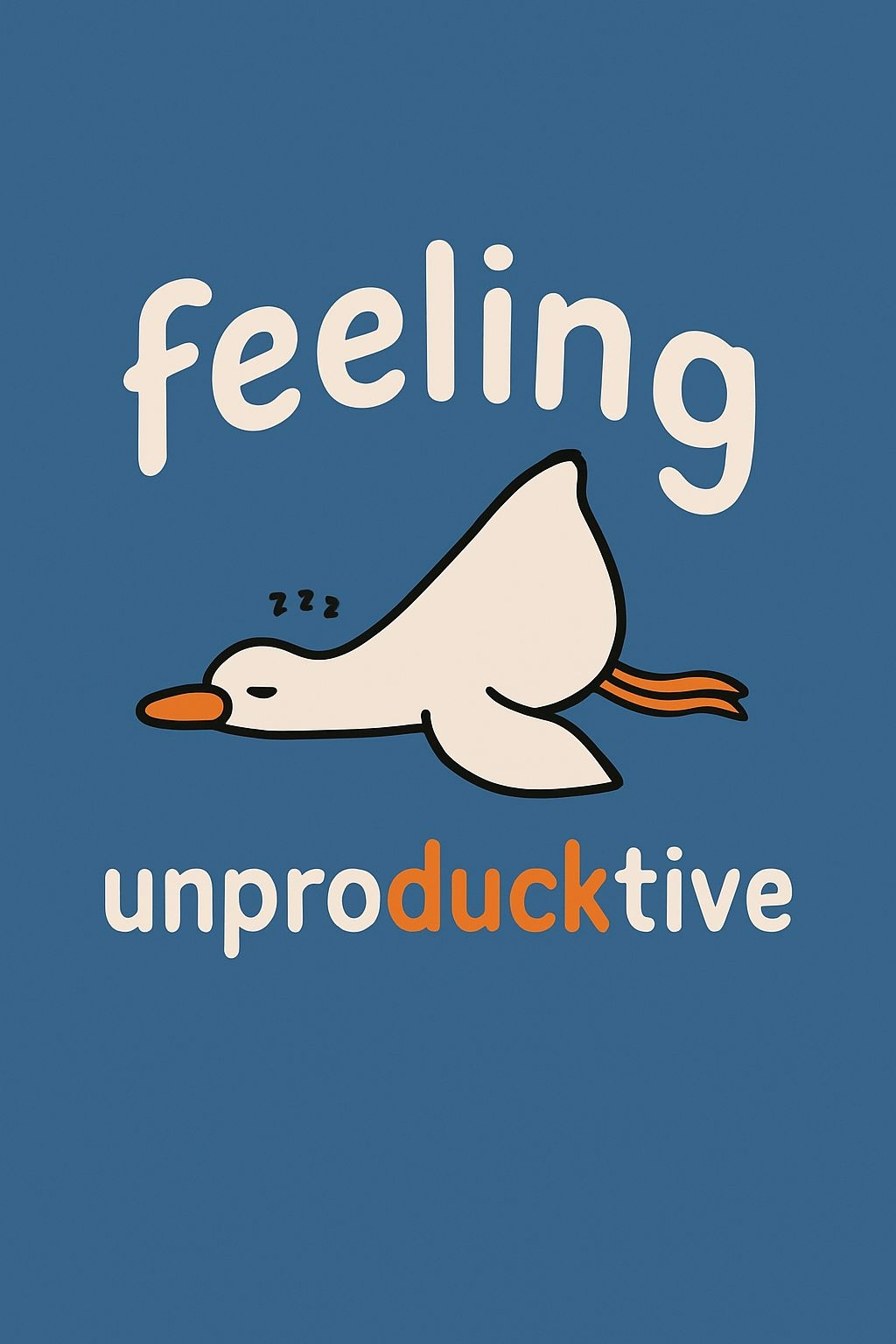 Humorous Cartoon Duck Feeling Unproductive T-Shirt