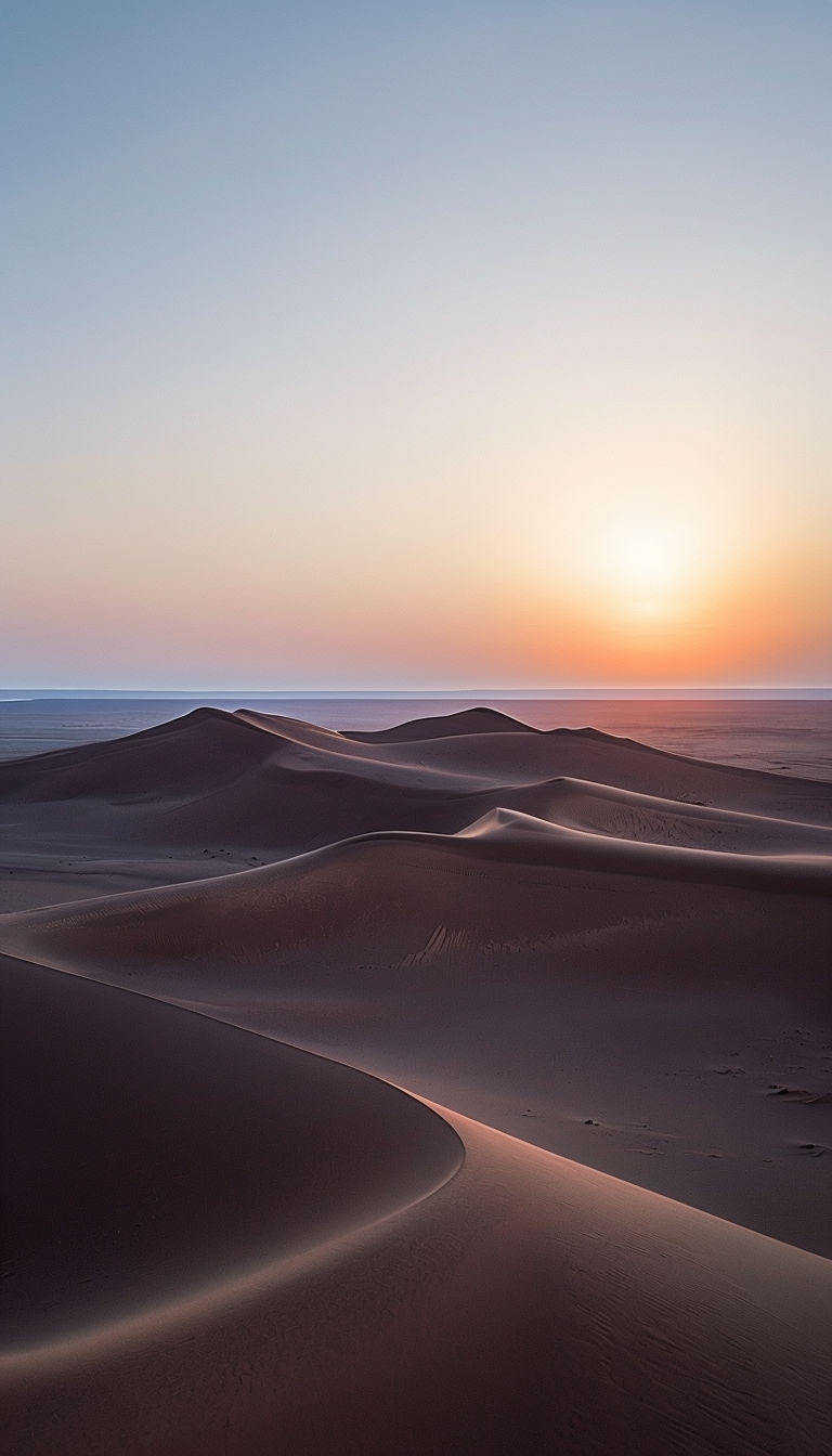 Serene Sunset Over Sand Dunes Landscape Photography Mobile Wallpaper