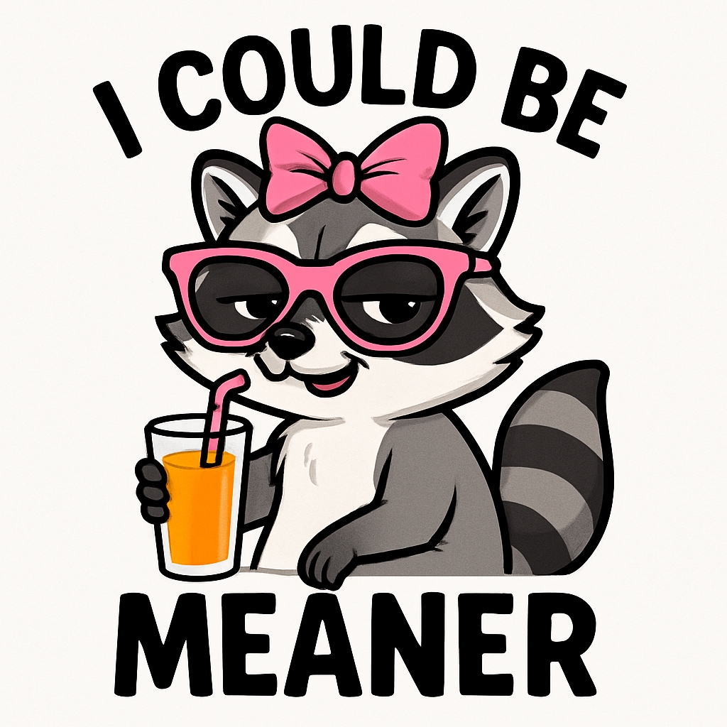 Playful Raccoon with Pink Glasses and Bow T-Shirt