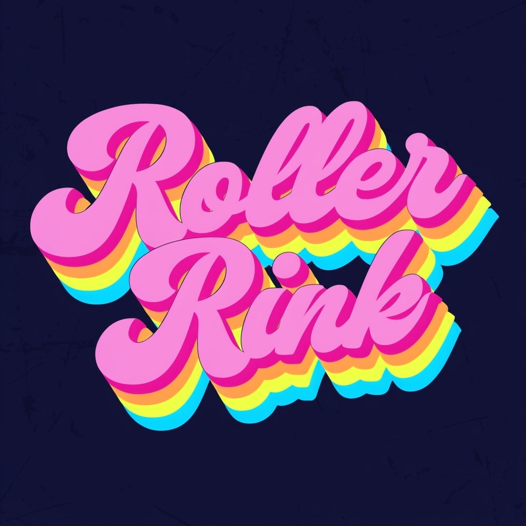 Vibrant Retro Roller Rink Typography T-Shirt
