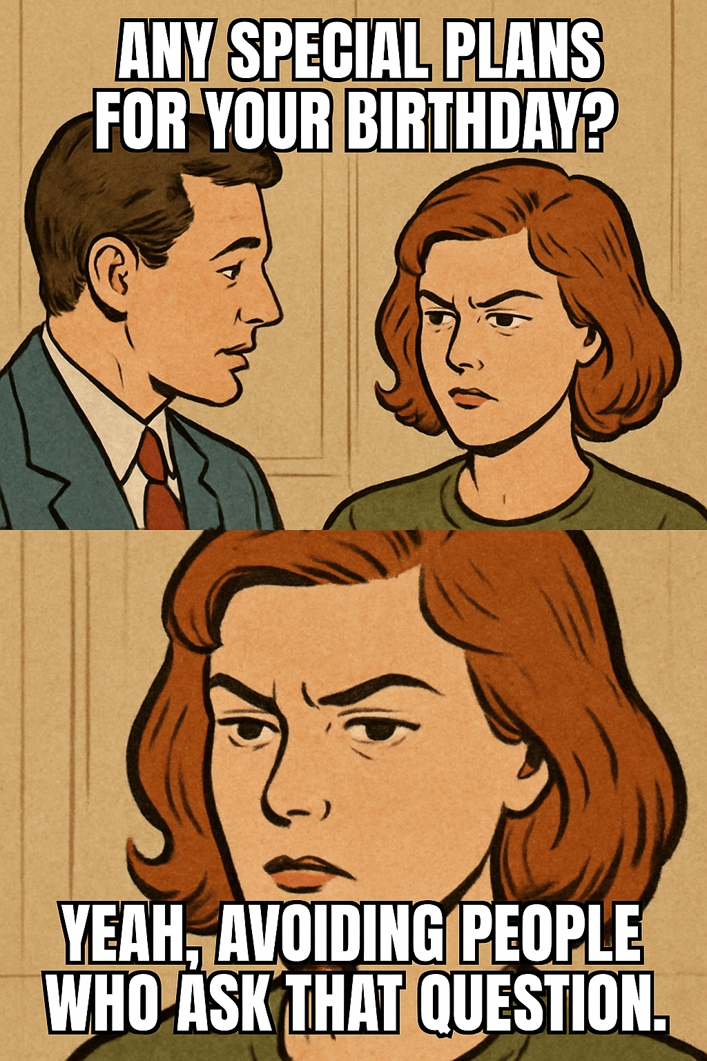 Retro Comic Strip Birthday Plans Memes with Humor and Style