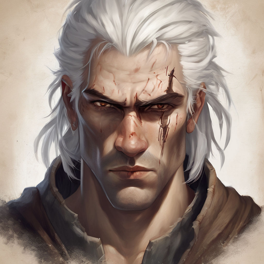 Medieval thug with white hair by Marizanne Momberg - Playground