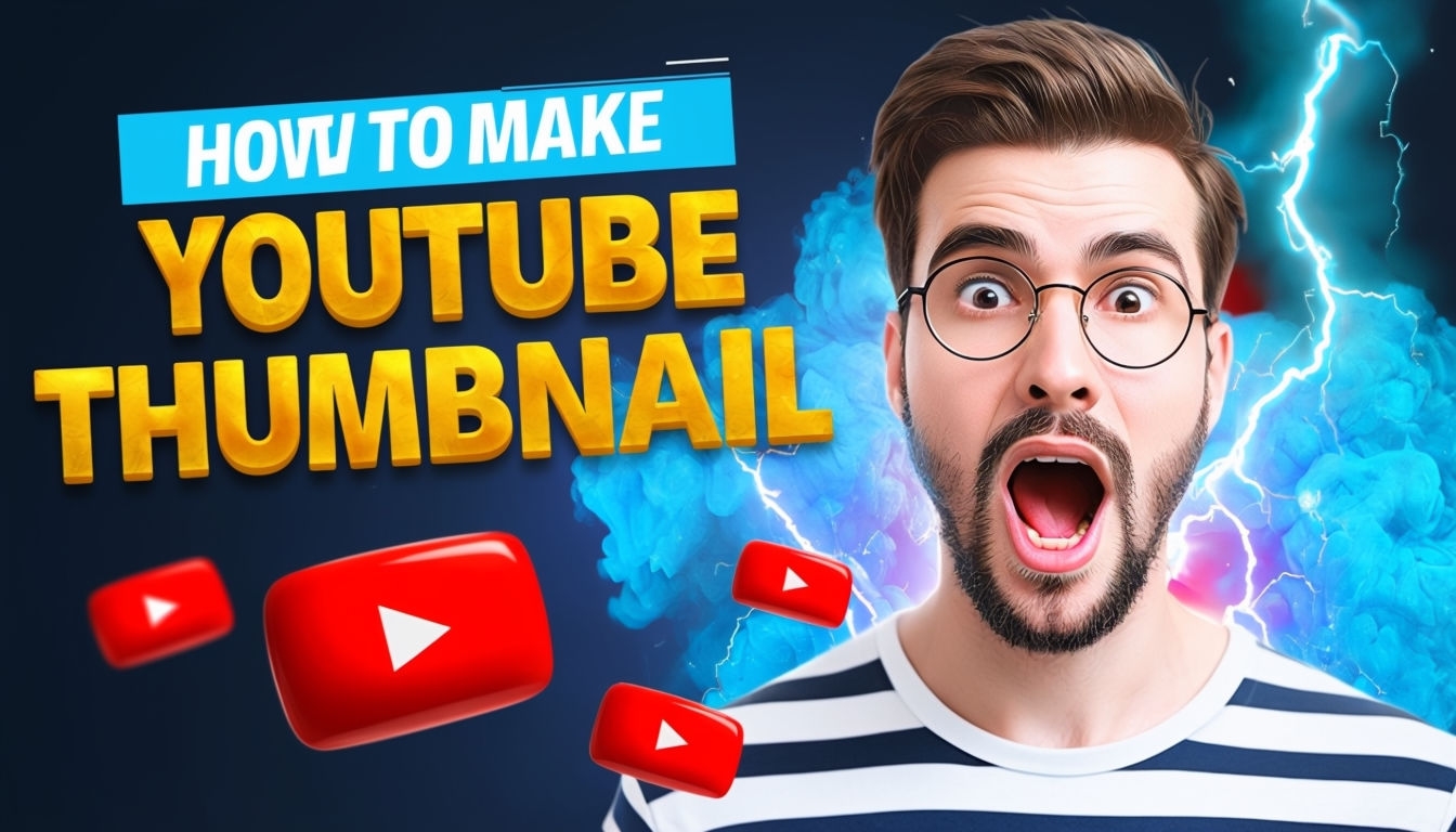 Surprising Man with Glasses and Bold Text Thumbnail for YouTube Tutorial Art