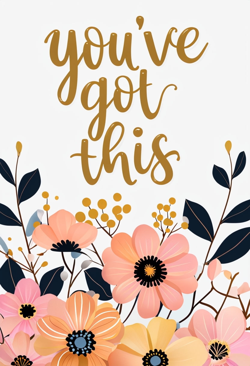 Motivational 'You've Got This' Floral Design Card Invitation