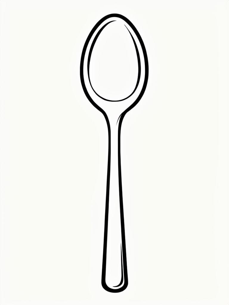 Minimalist Black Outline Spoon Illustration for Coloring Book Pages