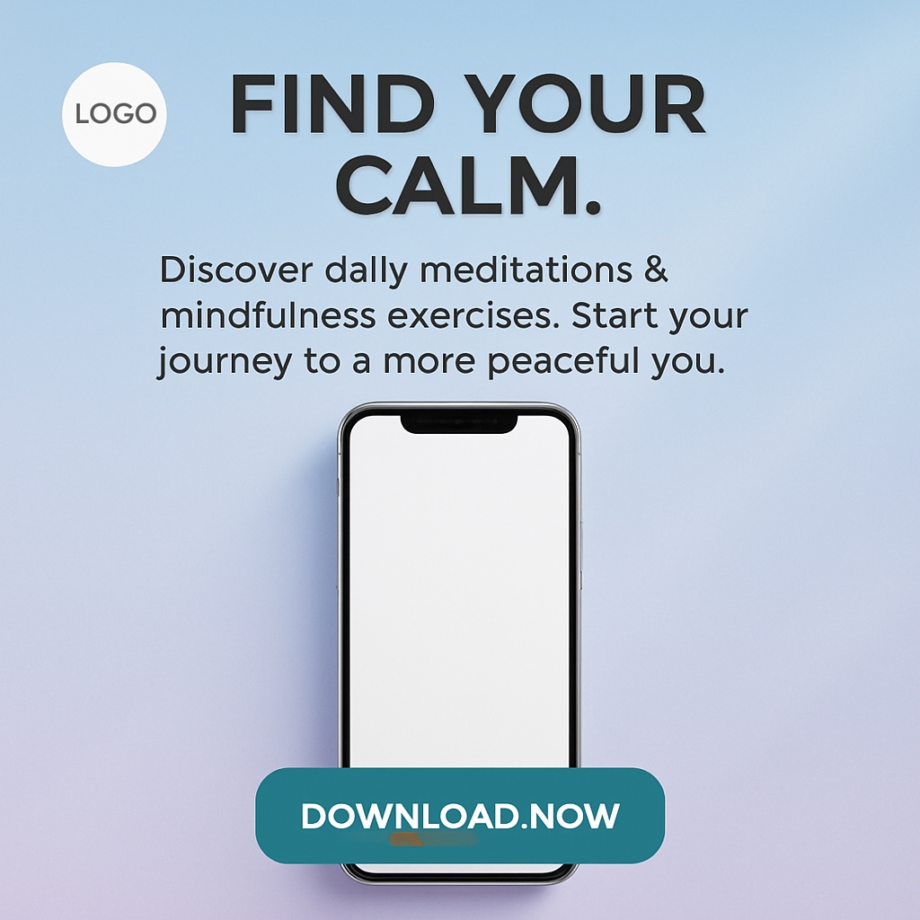 Calm Gradient Smartphone Ad for Mindfulness and Meditations Ads