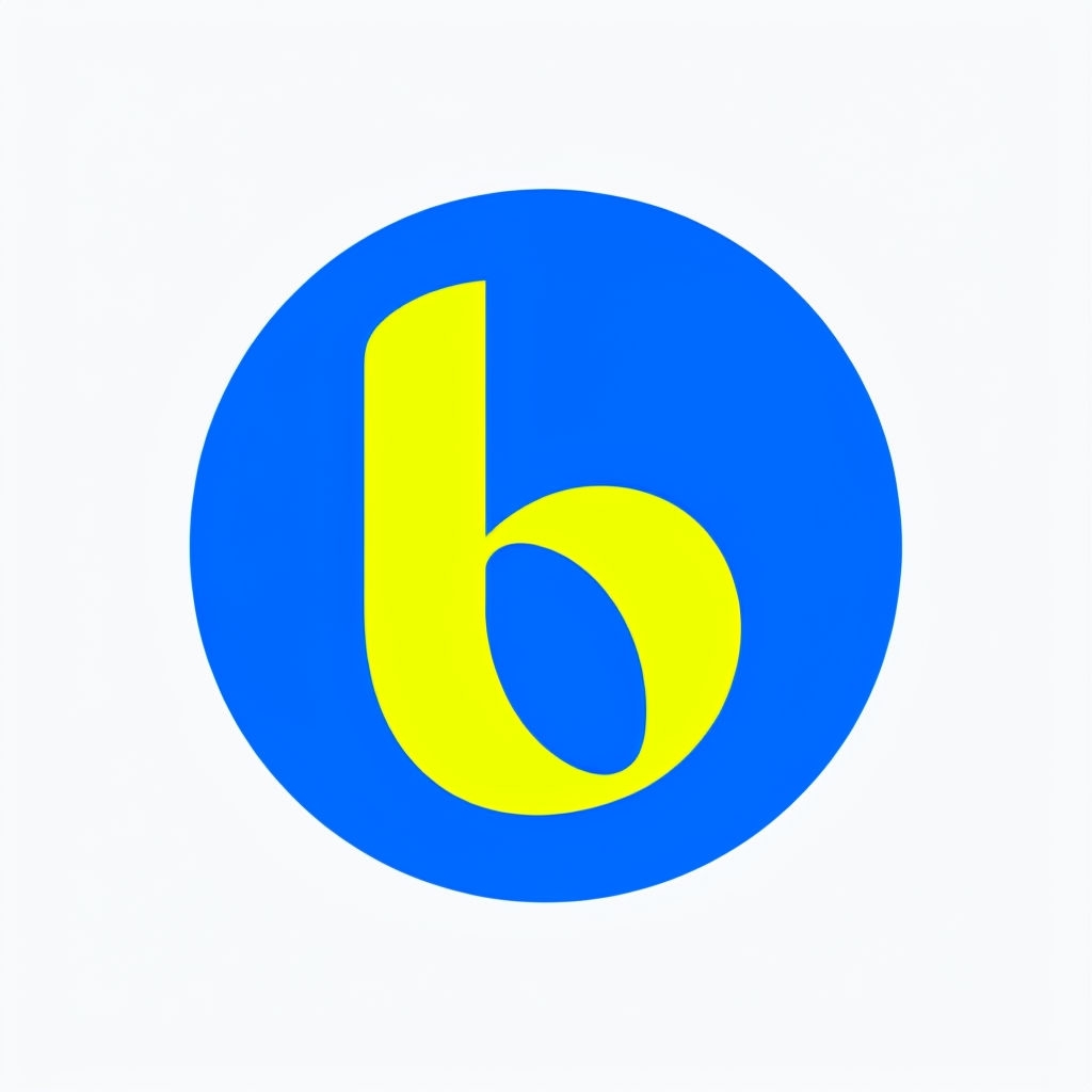 Stylish Yellow Letter B Monogram in Electric Blue Circle Monogram