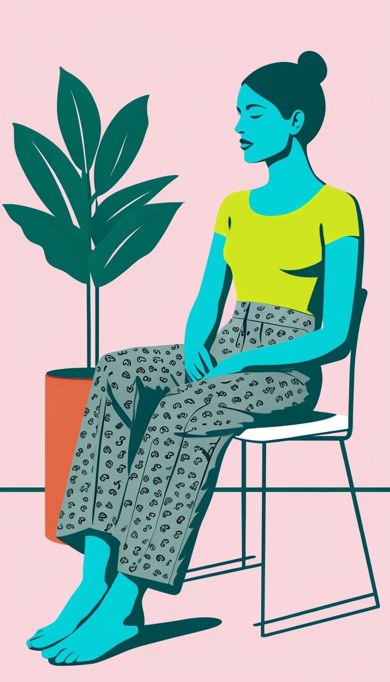 Stylized Minimalist Figure Illustration for Calm Room Art