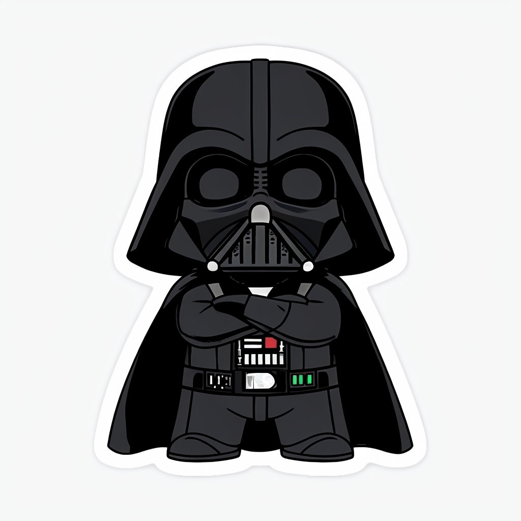 Chibi Darth Vader Cartoon Sticker Design for Star Wars Fans