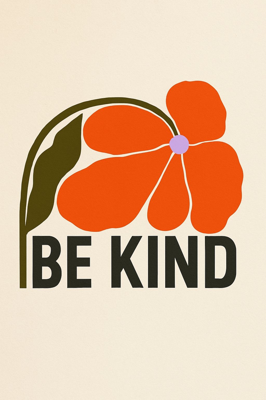 Be Kind Minimalist Orange Flower Design T-Shirt