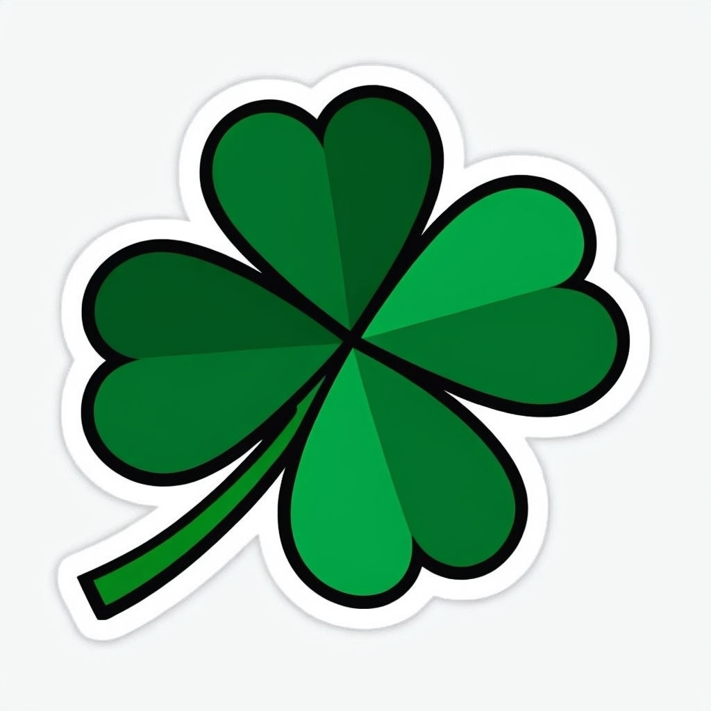 Colorful Cartoon Four-Leaf Clover Sticker Design