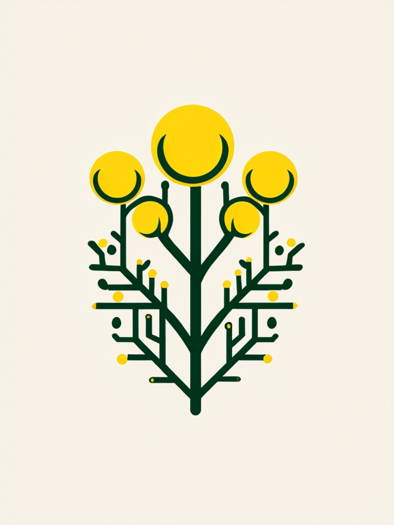 Minimalist Yellow Flower Plant Vector Logo