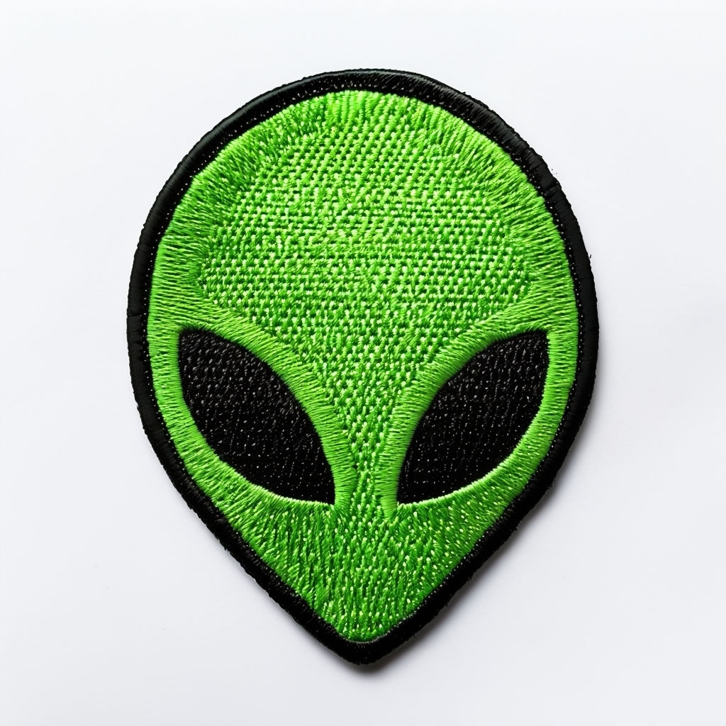 Vibrant Lime Green Alien Face Embroidered Patch Hat