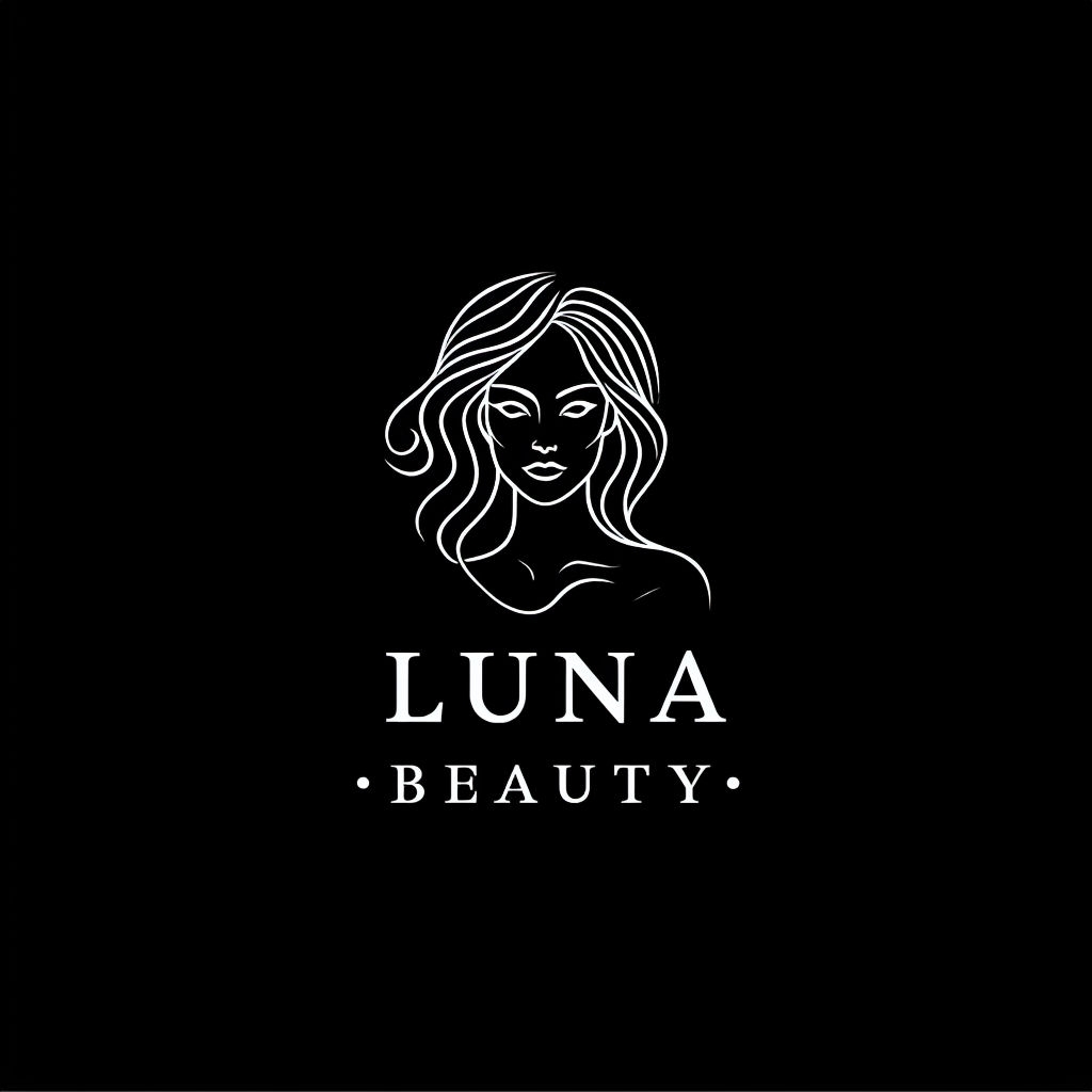 Elegant Minimalist Luna Beauty Logo Design on Black Background