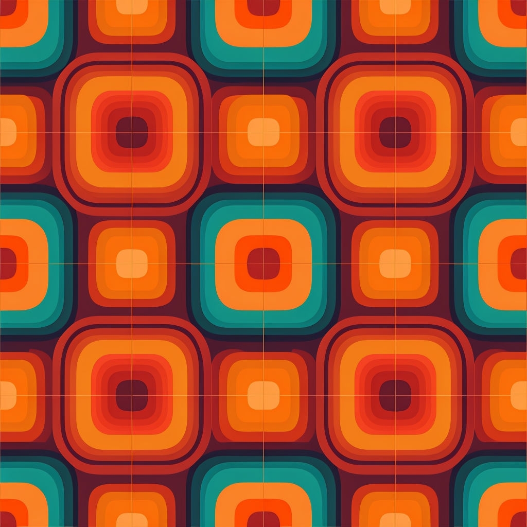 Retro 1970s Bold Squares Seamless Pattern Design