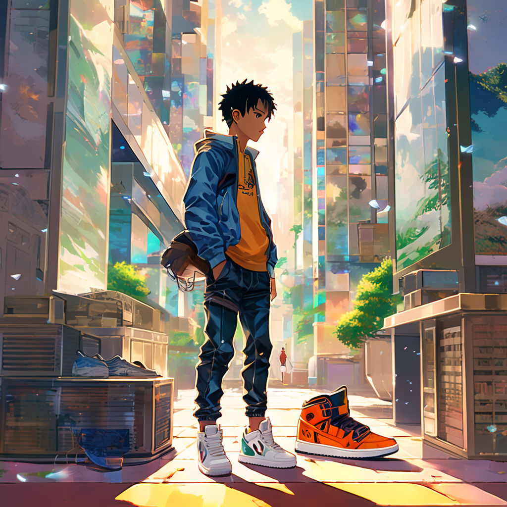 Anime boy wearing highly detailed air Jordan 1 by Danila Lipatov ...