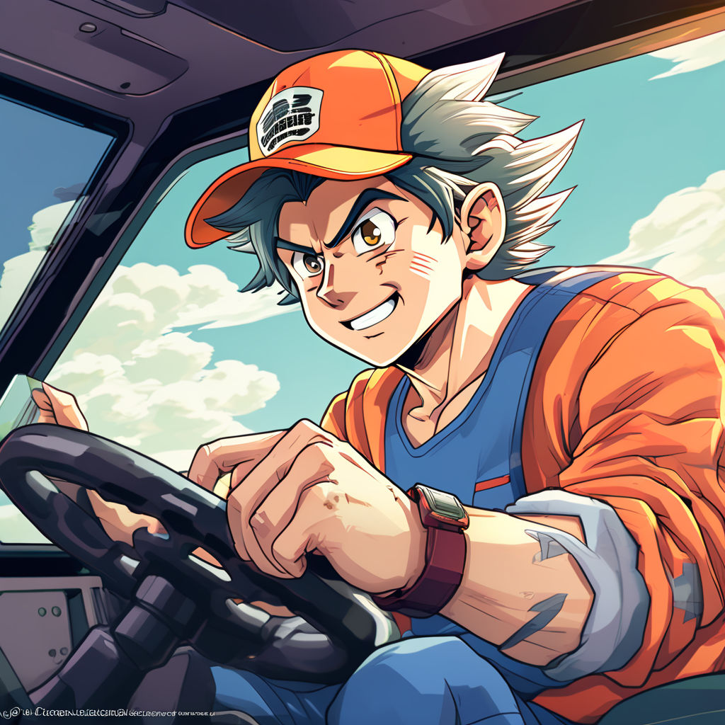 Illustration of Goku driving a scania truck by Vida Nueva - Playground