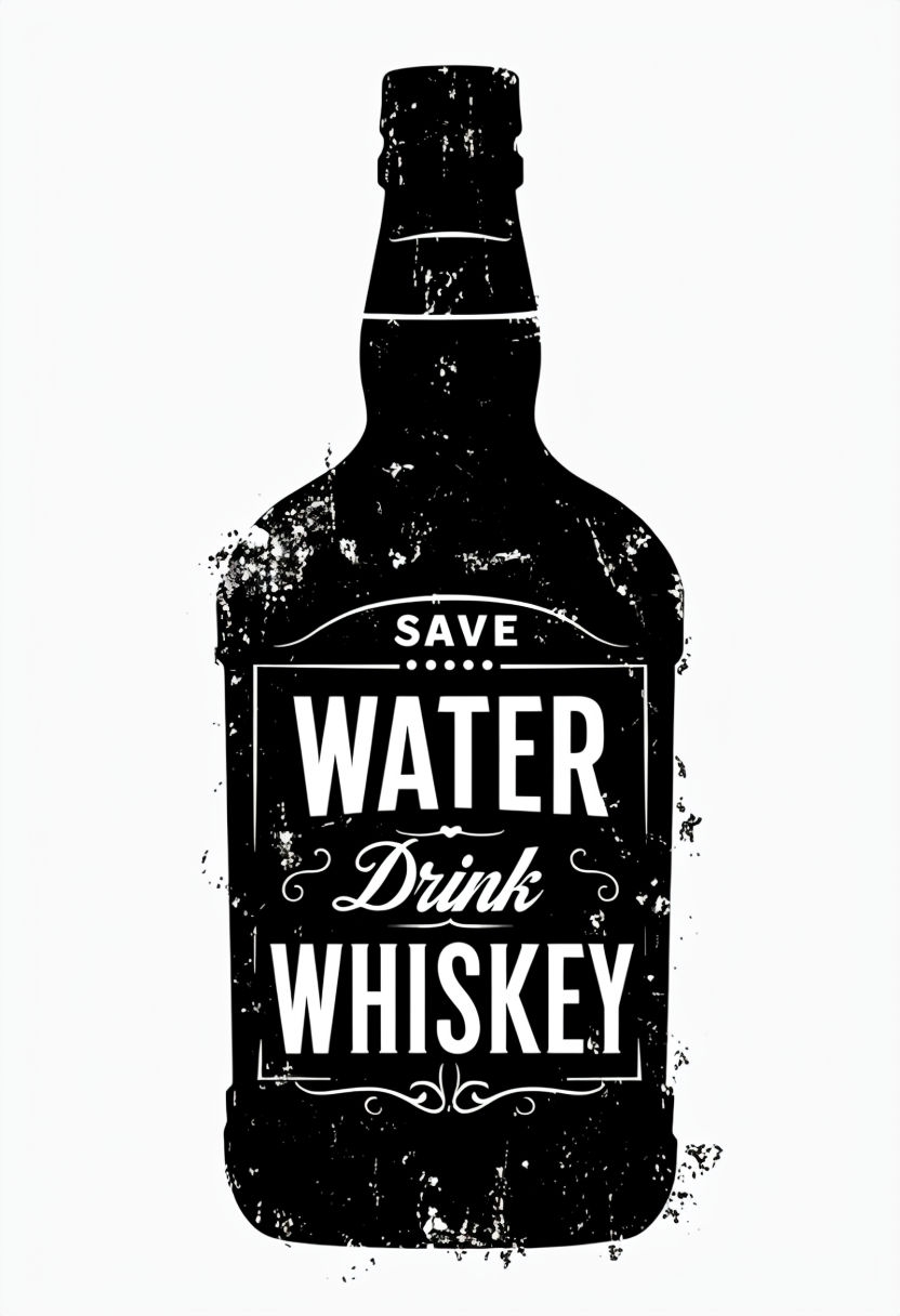 Vintage Whiskey Bottle Save Water T-Shirt