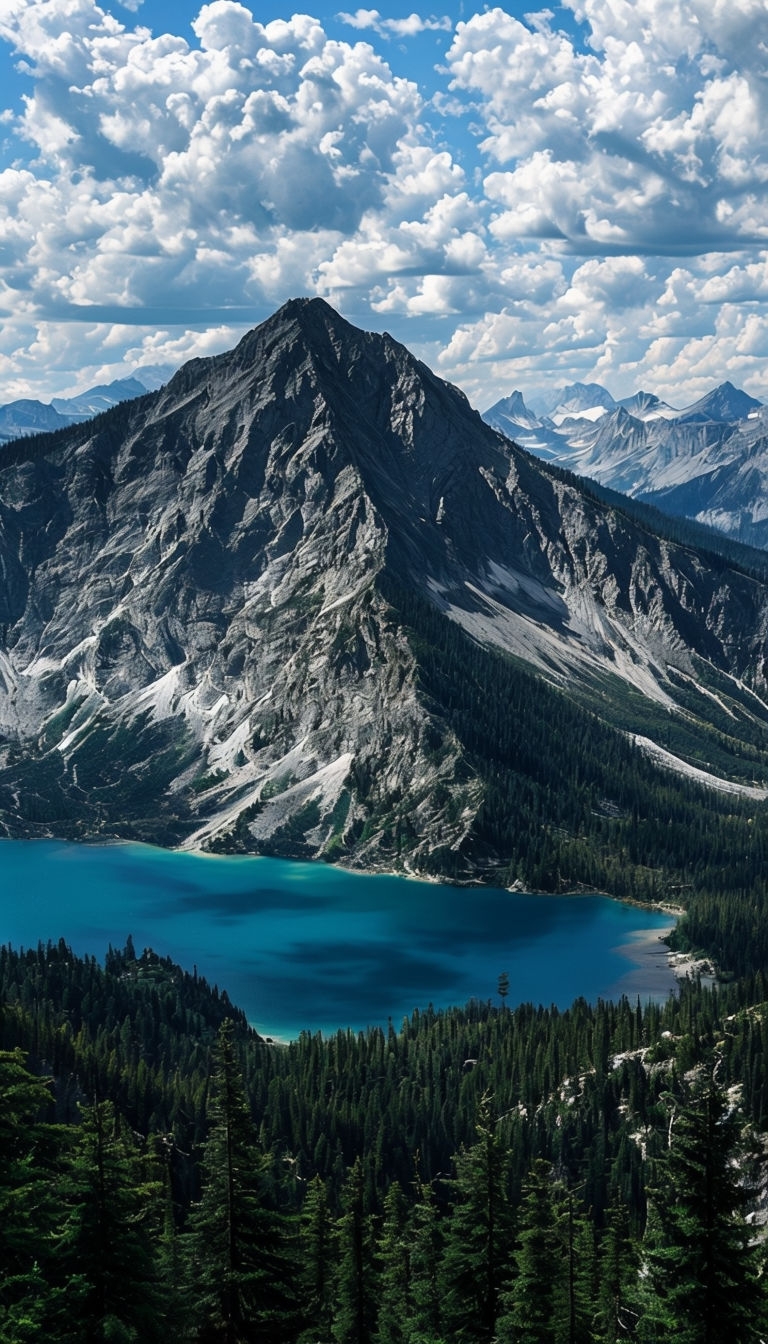 Majestic Mountain and Turquoise Lake Landscape Mobile Wallpaper
