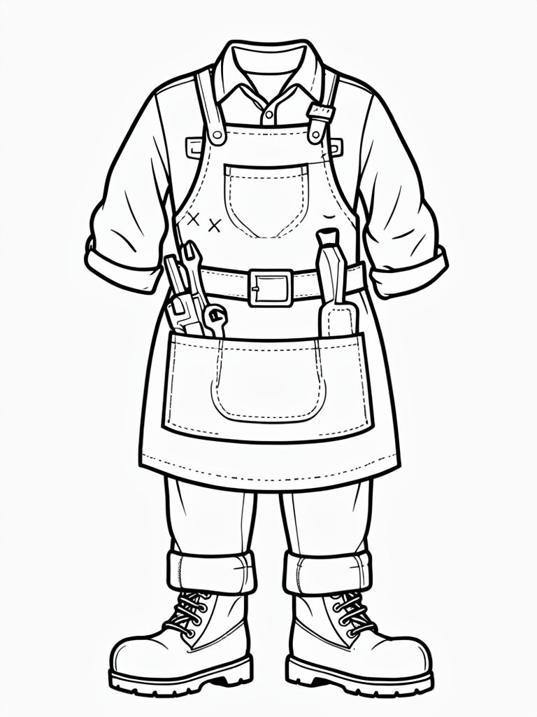 Detailed Cartoon Outfit Coloring Page for Relaxation Coloring Book Pages