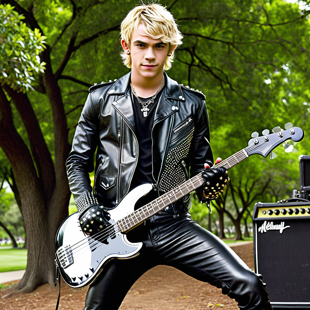 16-year-old Ross Lynch with a punk hairstyle in a black punk... by Ulf ...