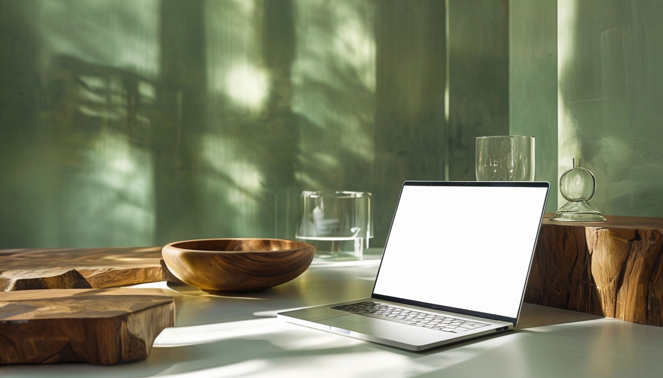 Elegant Technology and Nature Workspace Mockup