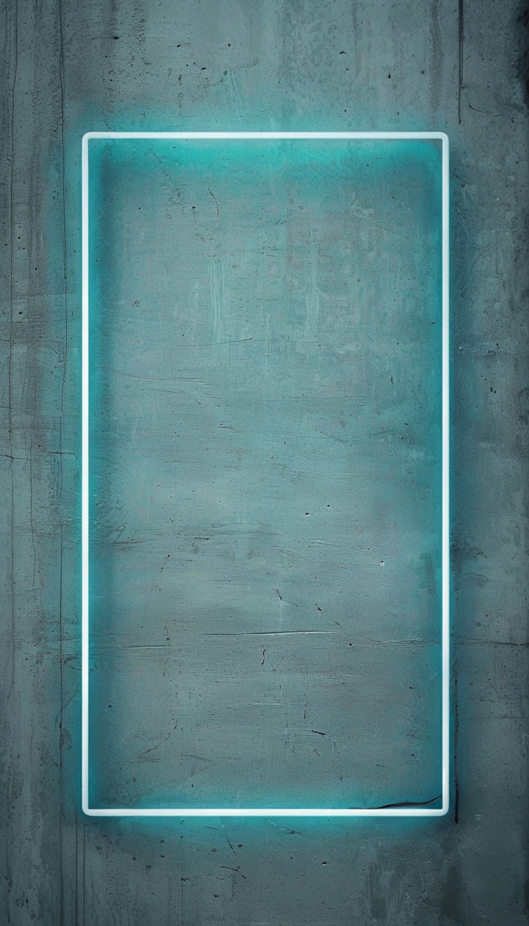 Vibrant Turquoise Neon Sign Against Textured Concrete Wall Social Media Post