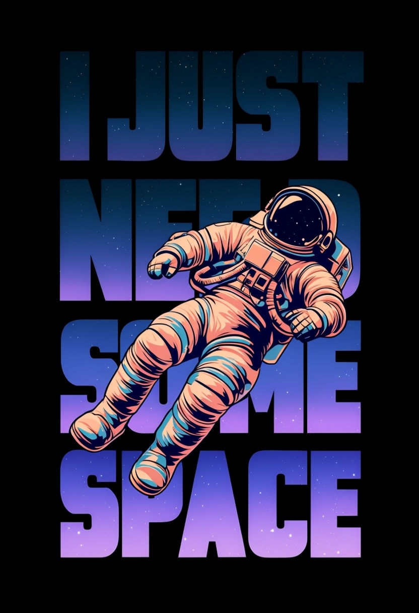I Just Need Some Space Bold Cosmic Typography Poster