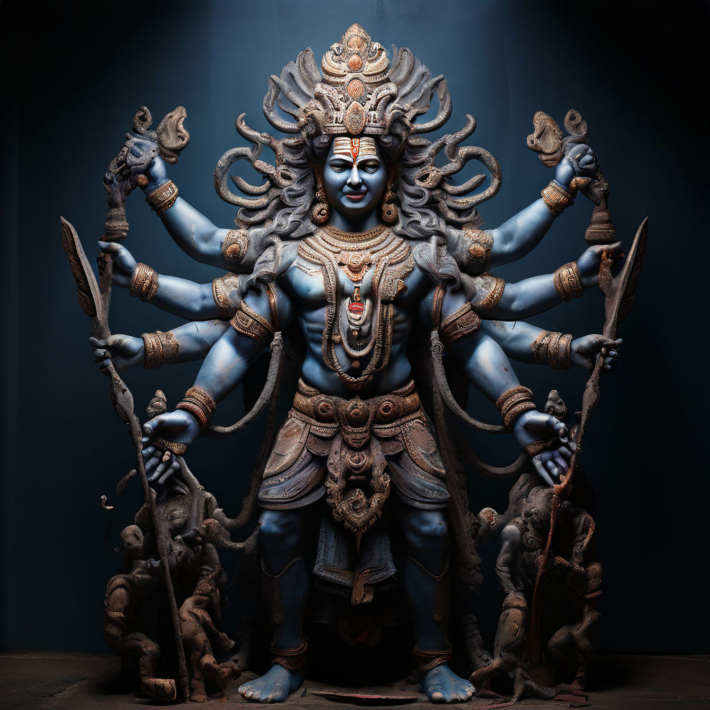 GIANT VISHNU AVTAR STANDING WITH MULTIPLE HEAD AND ARMS FILL... by Raj ...